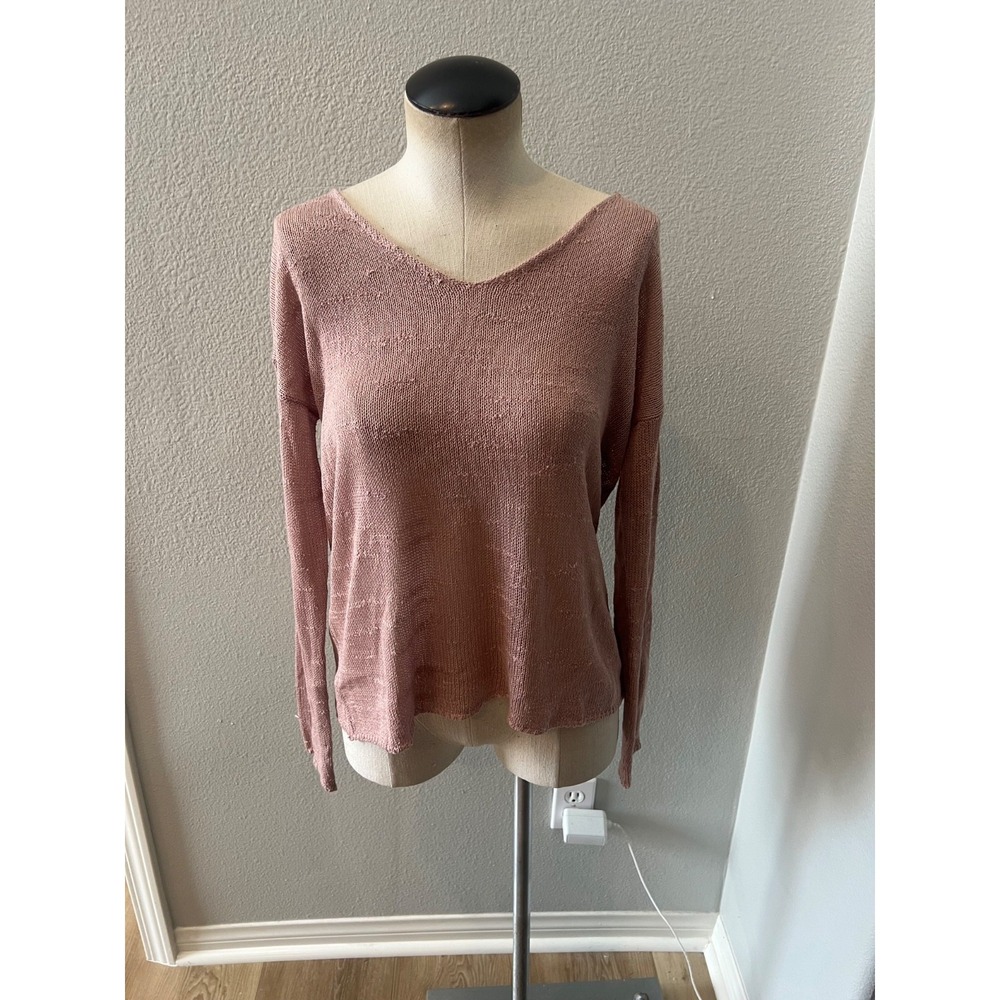 Forever 21 Womens S Dusty Rose Pink Lightweight Knit V Neck Sweater Pullover